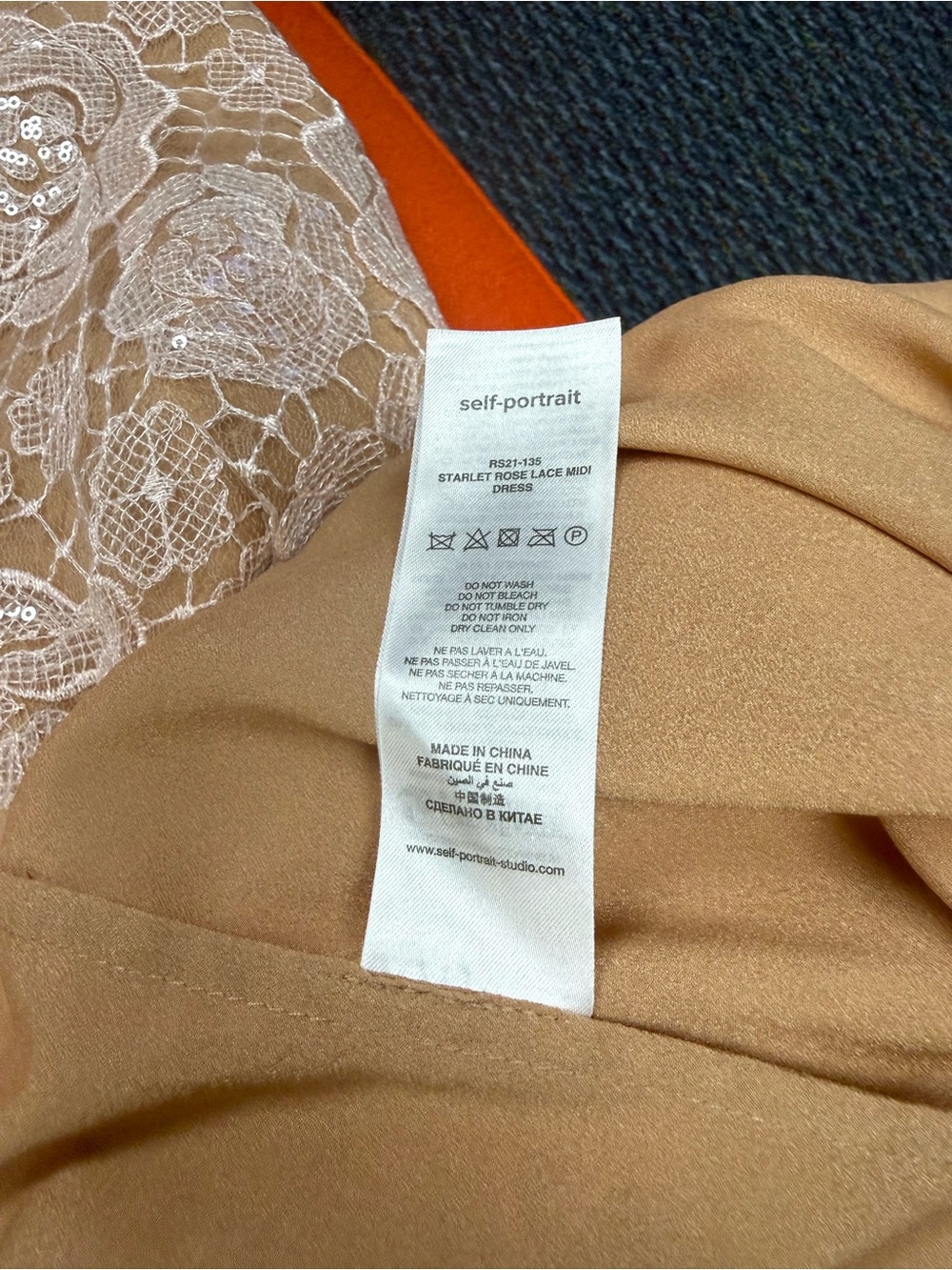 Self-Portrait Starlet Rose Lace Midi Dress Pink Sequin Nude Lined US 0 - Picture 7 of 9